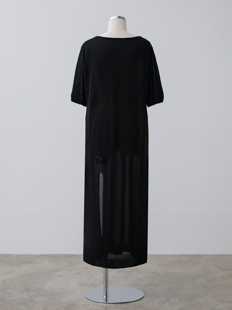 crewre クルーレ　シアーニットストレートワンピース　ブラック　 short crewre online shop / シアーニットストレートワンピース
