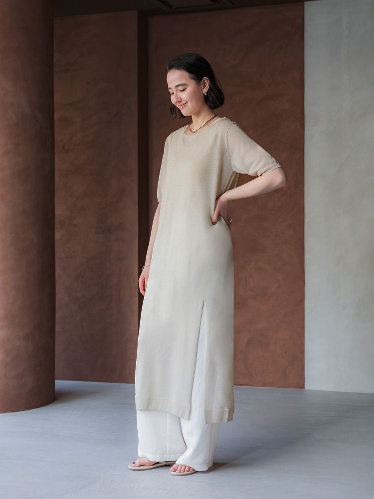 crewre クルーレ　シアーニットストレートワンピース　ブラック　 short crewre online shop / シアーニットストレートワンピース
