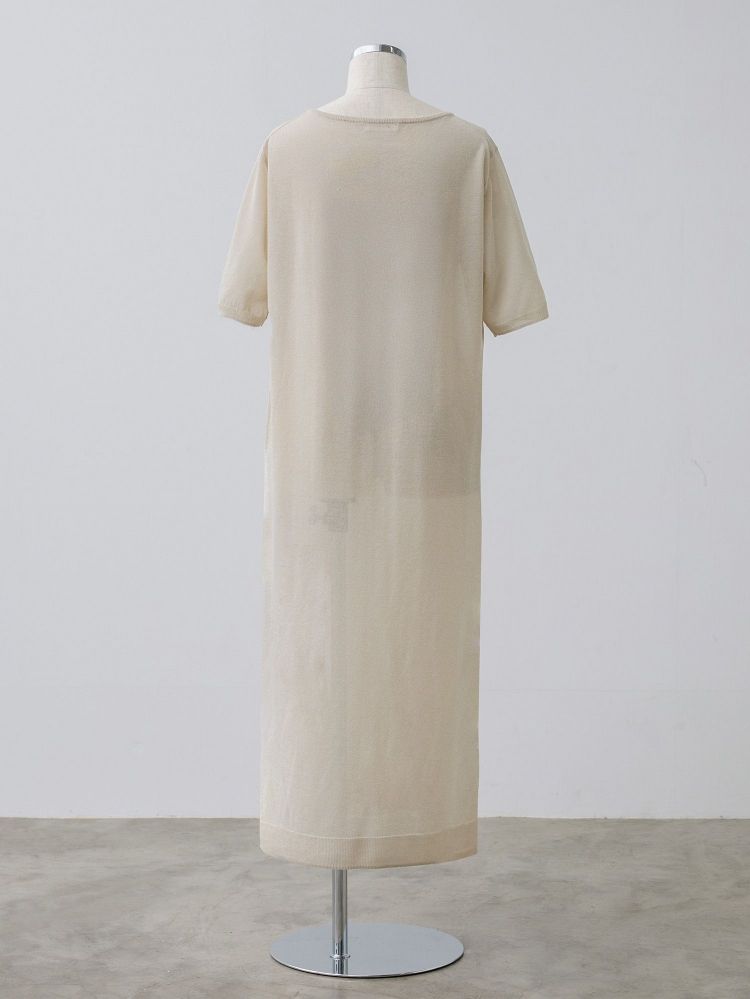 crewre シアーニットストレートワンピース beige long crewre online shop / シアーニットストレートワンピース