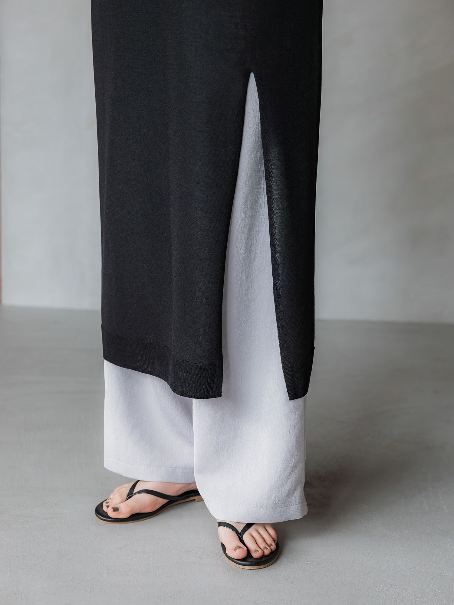 シアーニットストレートワンピース