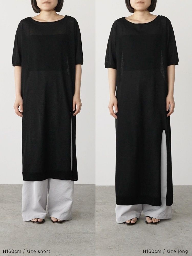 crewre クルーレ　シアーニットストレートワンピース　ブラック　 short crewre online shop / シアーニットストレートワンピース