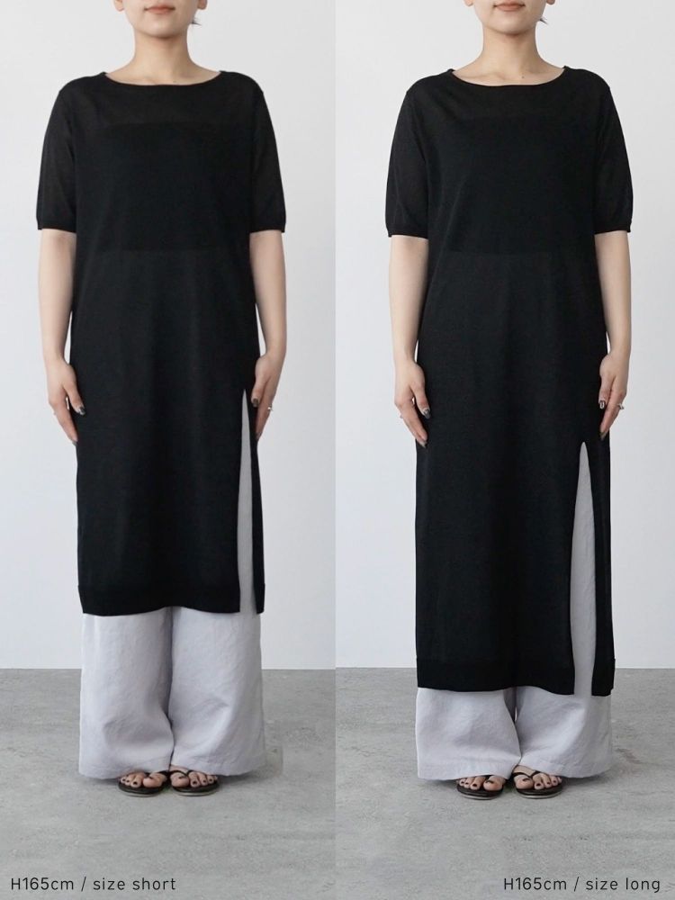 crewre クルーレ　シアーニットストレートワンピース　ブラック　 short crewre online shop / シアーニットストレートワンピース