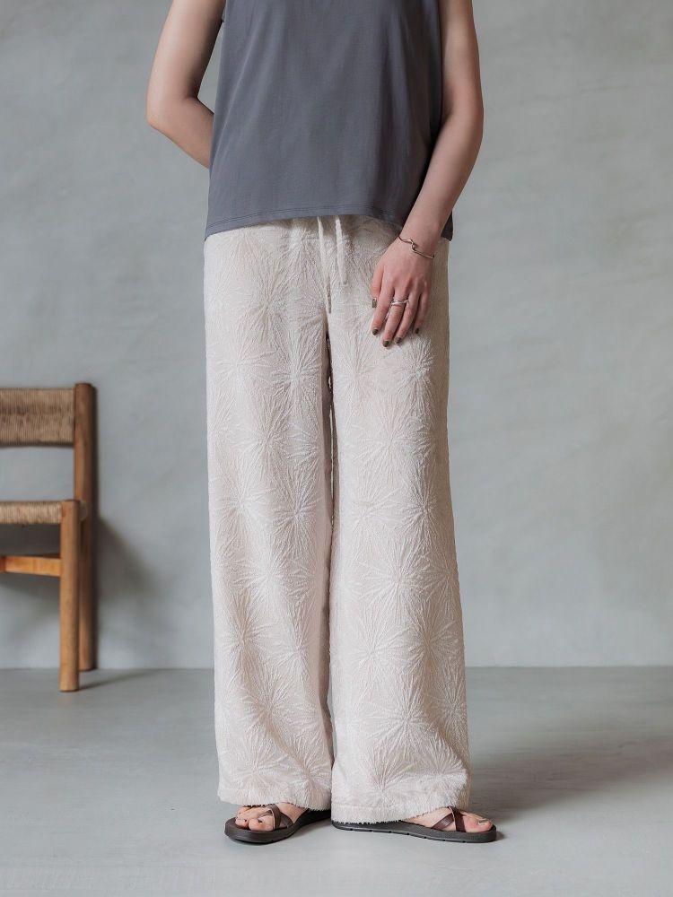 【crewre】トリアセテートジャカードパンツ　brown サイズ1 crewre online shop / トリアセテートジャカードパンツ