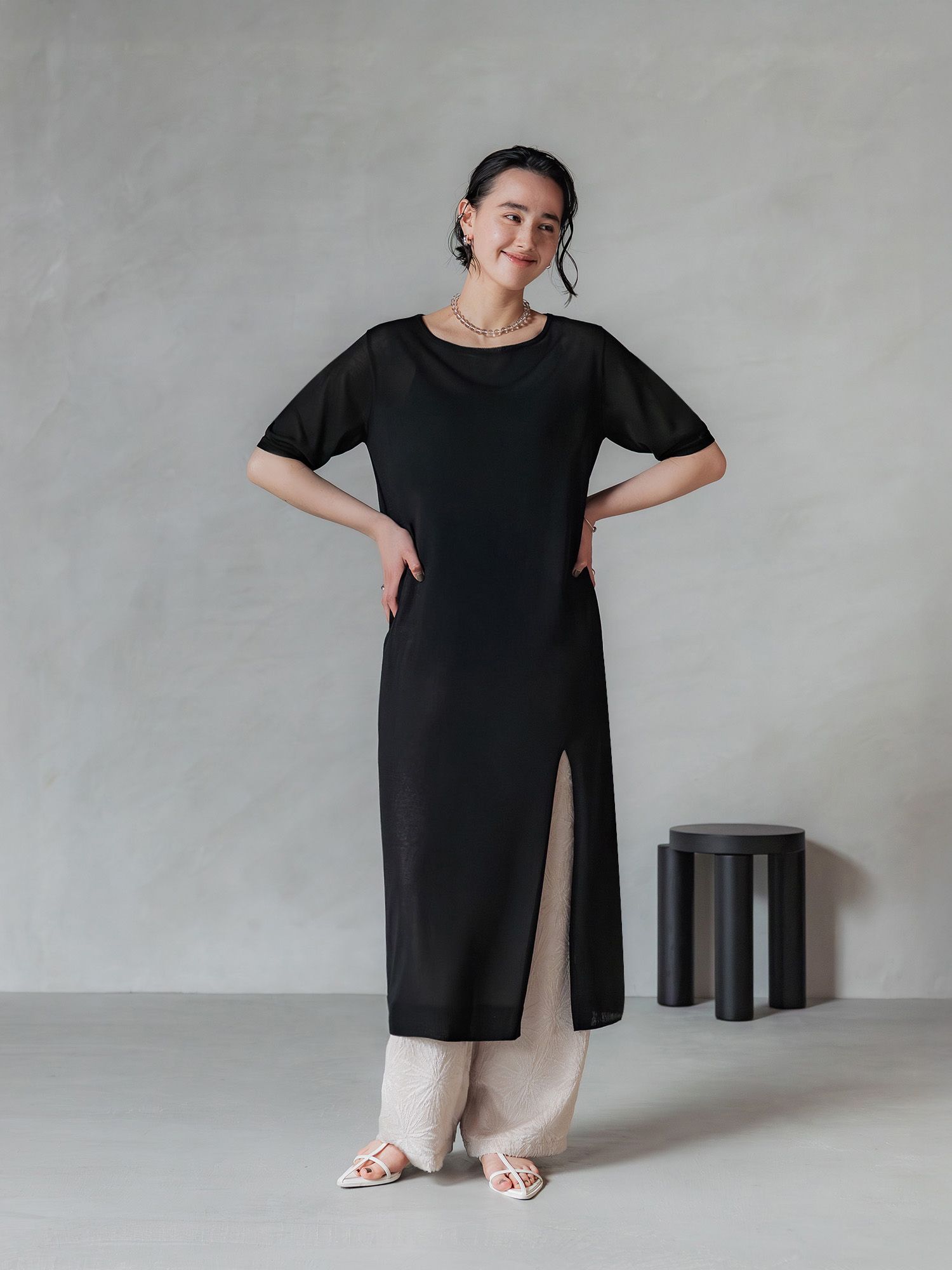 トリアセテートジャカードパンツ