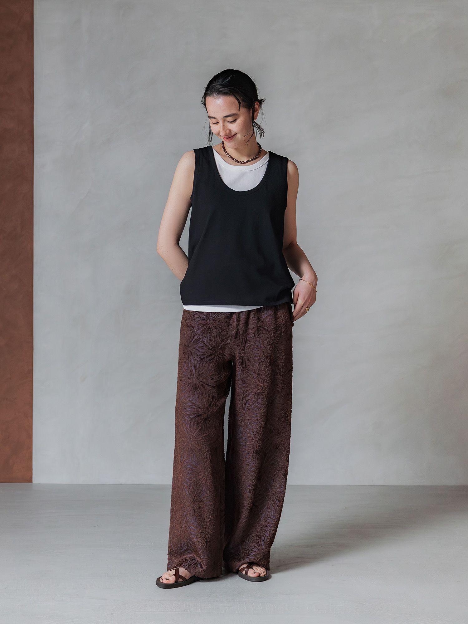 トリアセテートジャカードパンツ