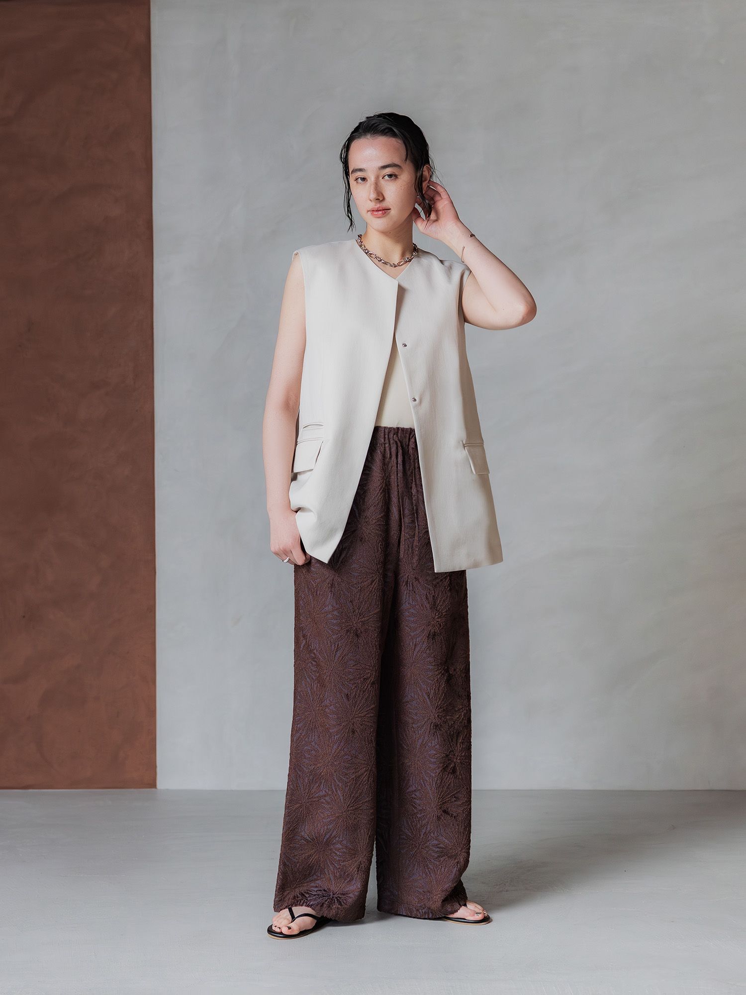 トリアセテートジャカードパンツ