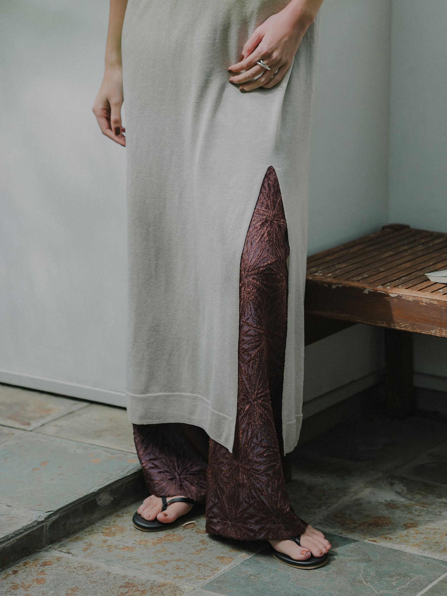 トリアセテートジャカードパンツ