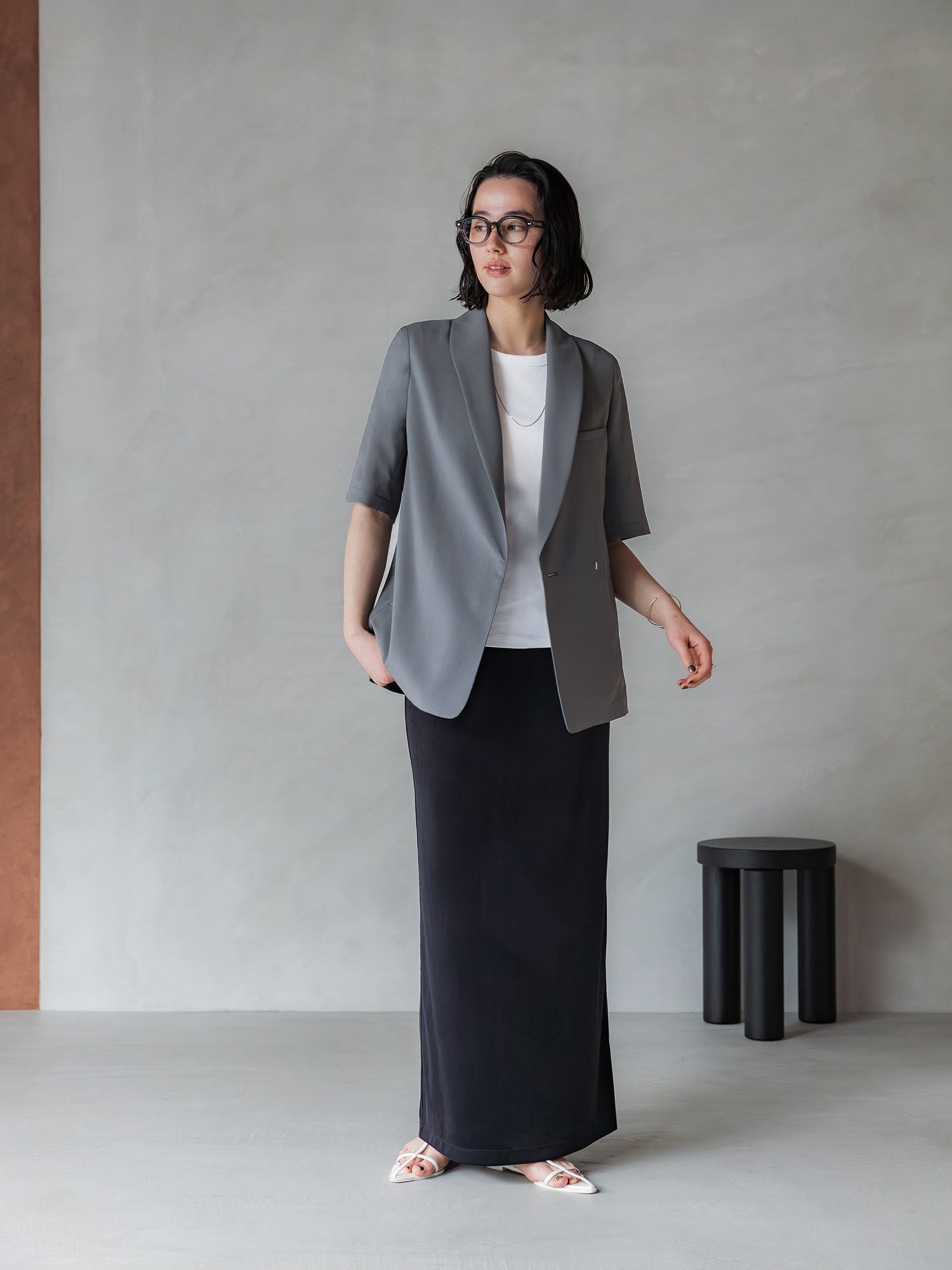 ストレッチベロアストレートスカート