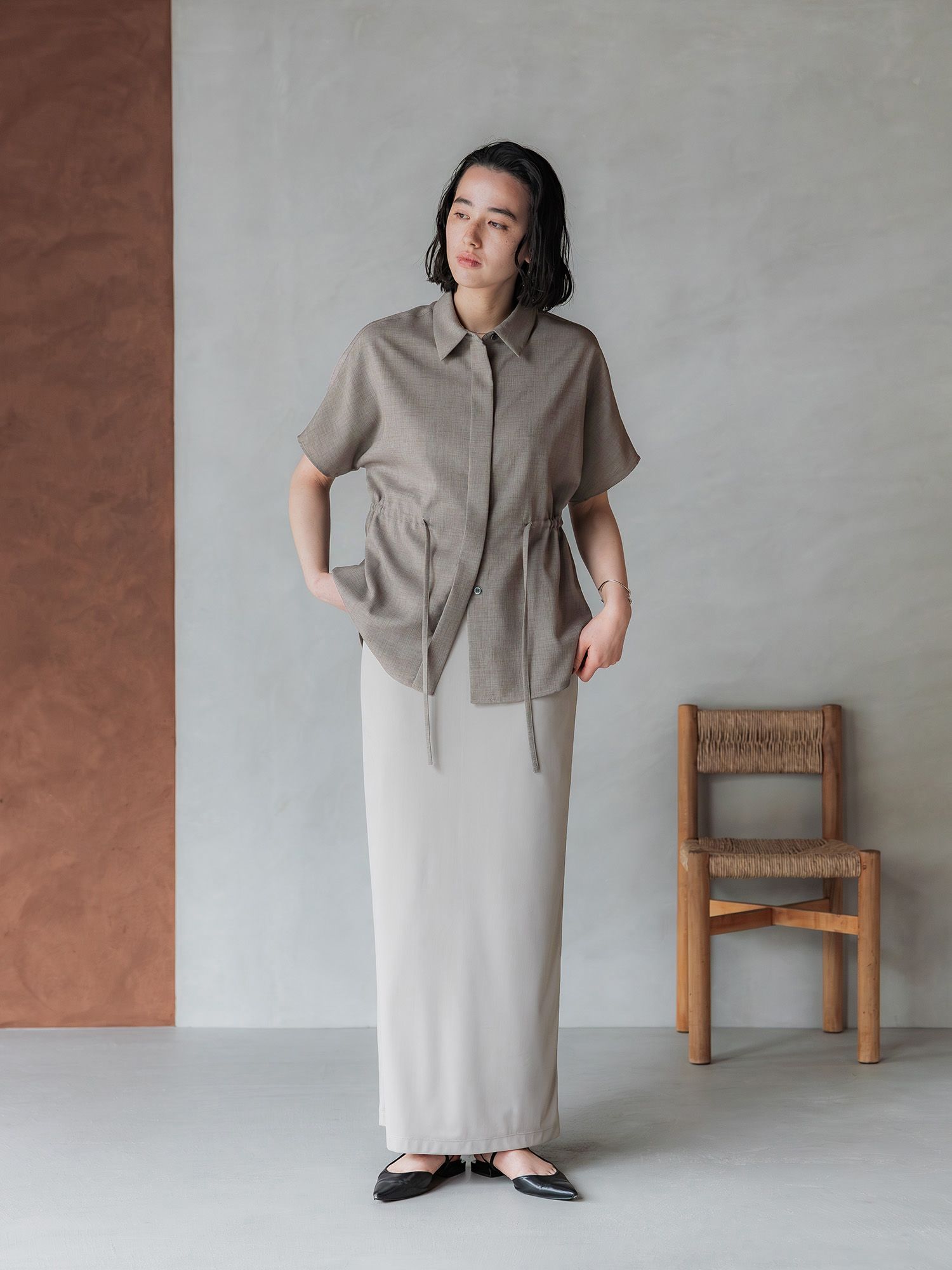 ストレッチベロアストレートスカート